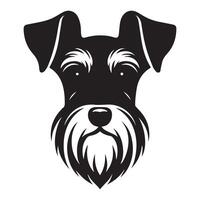 en nyfiken schnauzer hund ansikte illustration i svart och vit vektor