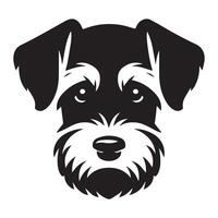 en sorgsen schnauzer hund ansikte illustration i svart och vit vektor