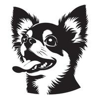 en lekfull chihuahua hund ansikte illustration i svart och vit vektor