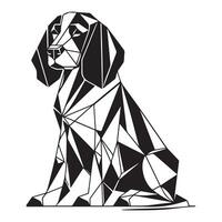 polygonal Hund Gliederung - - geometrisch Englisch Springer Spaniel Hund Illustration im schwarz und Weiß vektor