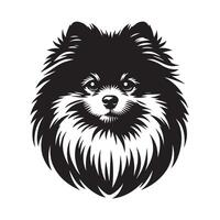 hund ansikte illustration - en värdig pomeranian hund ansikte logotyp begrepp design vektor