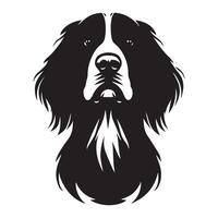 Illustration von ein zuversichtlich Englisch Springer Spaniel Hund Gesicht im schwarz und Weiß vektor