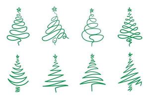 Weihnachtsbäume mit grünem Umriss vektor
