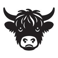 Hochland das Vieh - - ein traurig Hochland Kuh Gesicht Illustration im schwarz und Weiß vektor