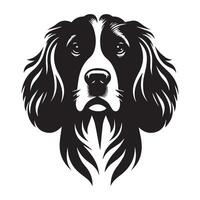 illustration av en majestätisk engelsk springer spaniel hund ansikte i svart och vit vektor