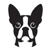 Hund Logo - - ein überrascht Boston Terrier Hund Gesicht Illustration im schwarz und Weiß vektor