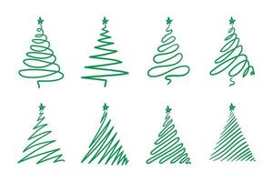 Weihnachtsbäume mit grünem Umriss vektor