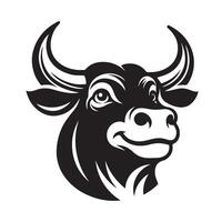 Stier - - ein optimistisch Stier Gesicht Logo Konzept Design vektor