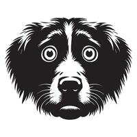 illustration av en rädd engelsk springer spaniel hund ansikte i svart och vit vektor