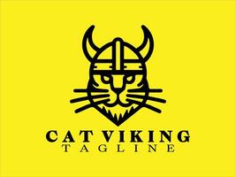 Linien Wikinger Katze Logo vektor