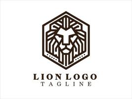sexhörning lejon logotyp design mall vektor