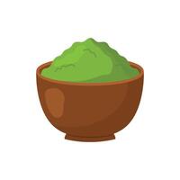 matcha pulver grön te i skål kopp teckning illustration vektor