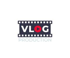 Vlog, Videoblogging, Vektorlogo mit Filmstreifen vektor