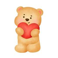 akvarell björn alla hjärtans dag-kort