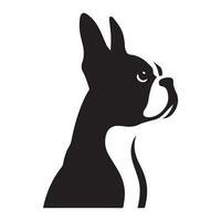 Hund Logo - - ein warnen Boston Terrier Gesicht Illustration im schwarz und Weiß vektor