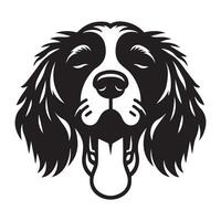 Illustration von ein schläfrig Englisch Springer Spaniel Hund Gesicht im schwarz und Weiß vektor