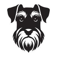 en fundersam schnauzer hund ansikte illustration i svart och vit vektor