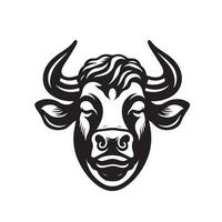 Stier Logo - - ein Meditation das Vieh Gesicht Illustration im schwarz und Weiß vektor