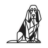 polygonal Hund Gliederung - - geometrisch Bluthund Hund Illustration im schwarz und Weiß vektor