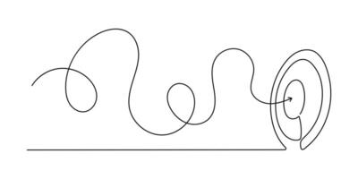 ein Ziel mit ein Pfeil ist ein solide Linie Zeichnung mit einer Linie. Seite gezeichnet linear Meta Kreis. Illustration isoliert auf Weiß. vektor