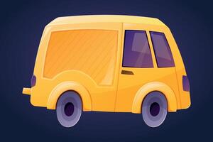 rolig gul minibus bil. isolerat tecknad serie illustration av transport. vektor