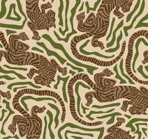 tiger konst sömlös mönster på beige bakgrund tapet illustration , safari vilda djur och växter, tiger sömlös mönster, tiger skriva ut, djur- skriva ut vektor