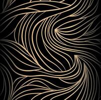 abstrakt textur bakgrund mall av klotter sömlös vågig linje kurva linjär Vinka fri form upprepa mönster platt illustration design metallisk på svart vektor
