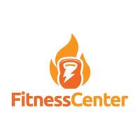 Fitness Verein Logo mit Kettlebell auf Weiss, Illustration Vorlage vektor