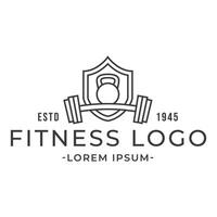 Fitness Verein Logo mit Kettlebell auf Weiss, Illustration Vorlage vektor