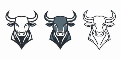tjur ikon uppsättning. djur- toro eller tjur logotyp vektor