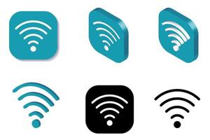 isometrisk och platt wifi-ikonuppsättning. grupp av trådlöst internet ikon isometrisk projektion, 3D-rendering och platt i blå, svarta och vita färger. vektor