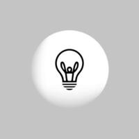 die Glühbirne Symbol auf Licht Hintergrund. Idee Symbol. elektrisch Lampe, Licht, Innovation, Lösung, kreativ Denken, Elektrizität. Umriss, eben Stil. eben Design. vektor