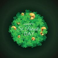 glad saint patricks dag, 17 mars bakgrund med klöver löv. vektor illustration