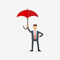 ein Geschäftsmann, der einen Regenschirm hält vektor