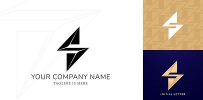 Brief s ein Blitz Bolzen Logo Design mit ein Gold und schwarz Hintergründe zum Unternehmen Logo Symbol Element, persönlich Namen, Geschäft, Mode, branding Unternehmen Identität, Werbung Materialien golden vereiteln vektor