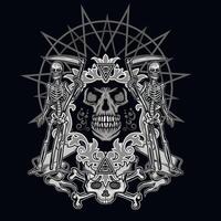gotisch Zeichen mit Skelett mit Sense, Grunge Jahrgang Design t Hemden vektor