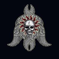 gotisch Zeichen mit Schädel mit Cherub Flügel, Grunge Jahrgang Design t Hemden vektor