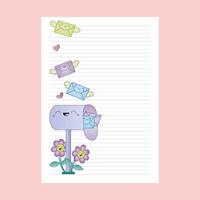 leer Notizbuch mit Blume und Brief Box vektor