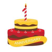 mall 1 års jubileumsgrattis, gratulationskort med tårta, inbjudan vektorillustration vektor