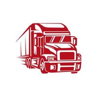 Illustration von ein LKW mit ein Transport Anhänger auf ein Weiß Hintergrund. rot Farbe. geeignet zum Logistik, Versand, Transport und Ladung Konzepte. vektor