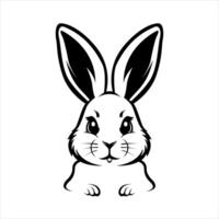 ein schwarz und Weiß Zeichnung von ein Hase oder Hase mit ein groß Ohren vektor