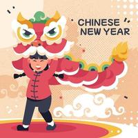 lejondans för att fira kinesiskt nyår