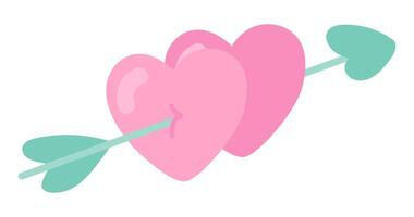 pil slå hjärtan par i platt design. kärlek symbol på valentine dag. illustration isolerat. vektor