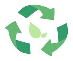 Grün recyceln Zeichen im eben Design. Ökologie Symbol, biologisch abbaubar Verkehr. Illustration isoliert. vektor