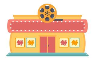 Kino Gebäude Außen im eben Design. Film Theater die Architektur Fassade. Illustration isoliert. vektor