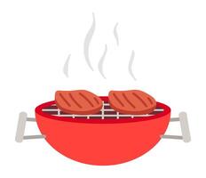 Grill Grill im eben Design. Grill runden Gerät zum braten Fleisch. Illustration isoliert. vektor