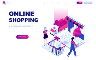 Modernt plandesign isometrisk koncept för Online Shopping