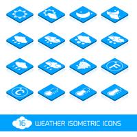 Väder isometriska ikoner vita och blåa
