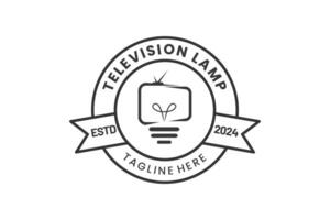 lampa tv modern platt unik logotyp mall och minimalistisk tv Glödlampa logotyp mall design vektor