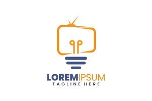 lampa tv modern platt unik logotyp mall och minimalistisk tv Glödlampa logotyp mall design vektor